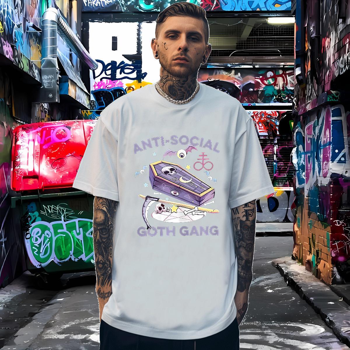 Unisex Men T Shirts 230g Cotton skull Sport Plus Size Cartoon O-Neck Short Sleeve Men Tops Tees 2024 Summer Wear