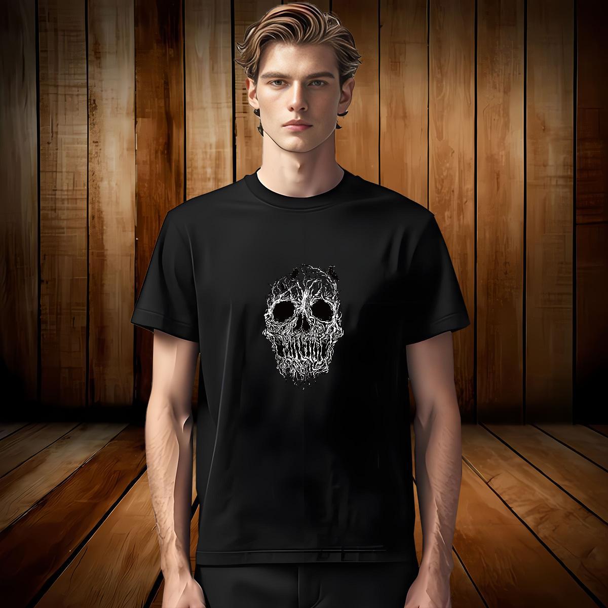 Cool Mens T Shirts 100% Cotton 230g skull Street wear Hip Hop Custom Print Oversized Round Neck Short Sleeve Tshirts Fashion New Tops Tees