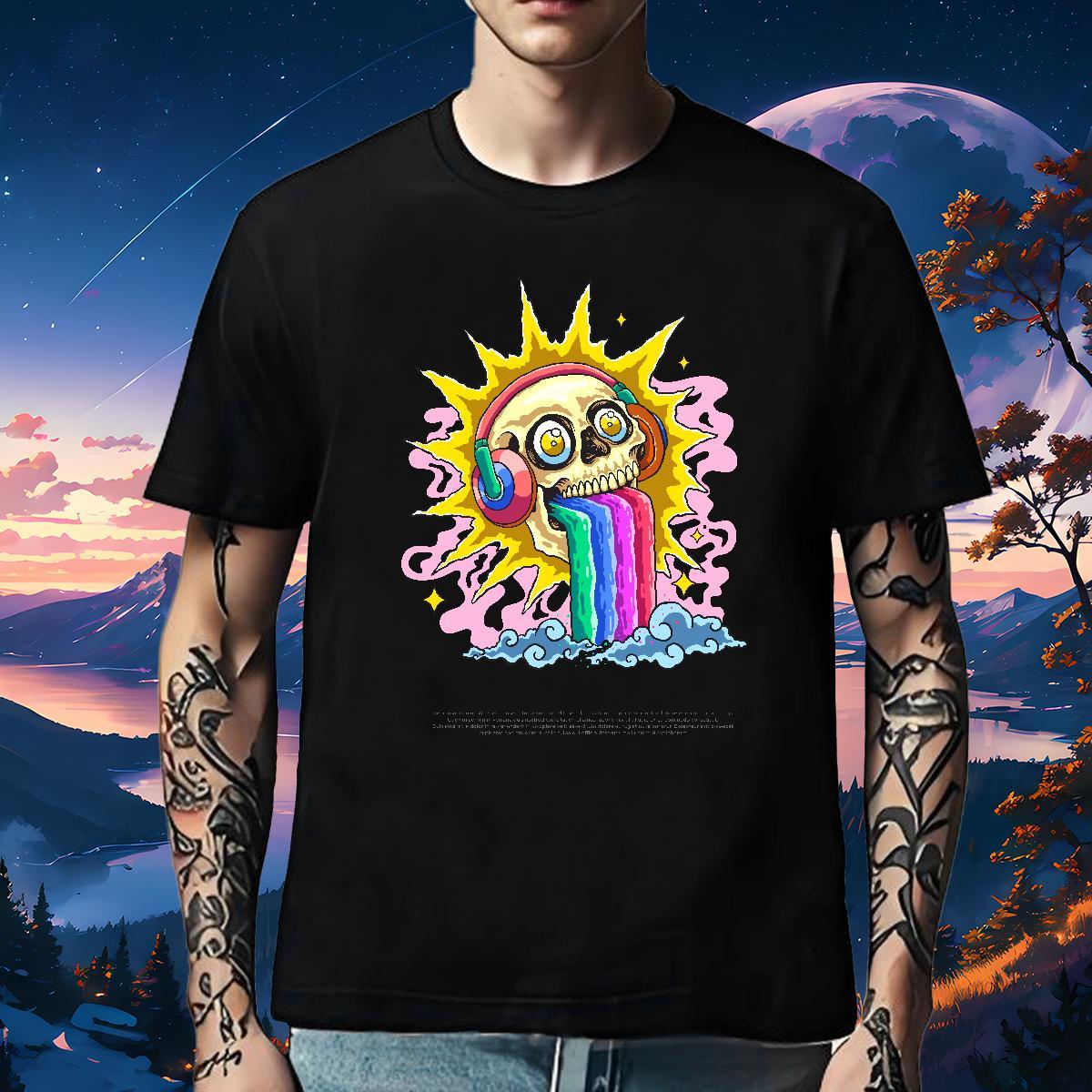 Wholesale T Shirts Men 230g 100% Cotton skull Beach Plus Size Custom Breathable Soft Tshirts Factory Direct Tees