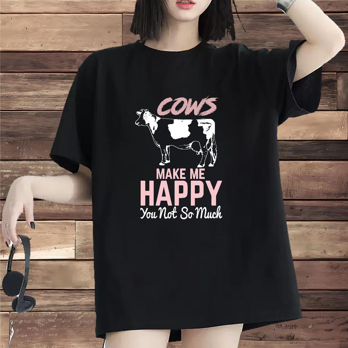 Free Shipping Womens Tshirts 230g Pure Cotton cows Outdoor T-Shirts Comfortable Custom Printed Tops Shirt