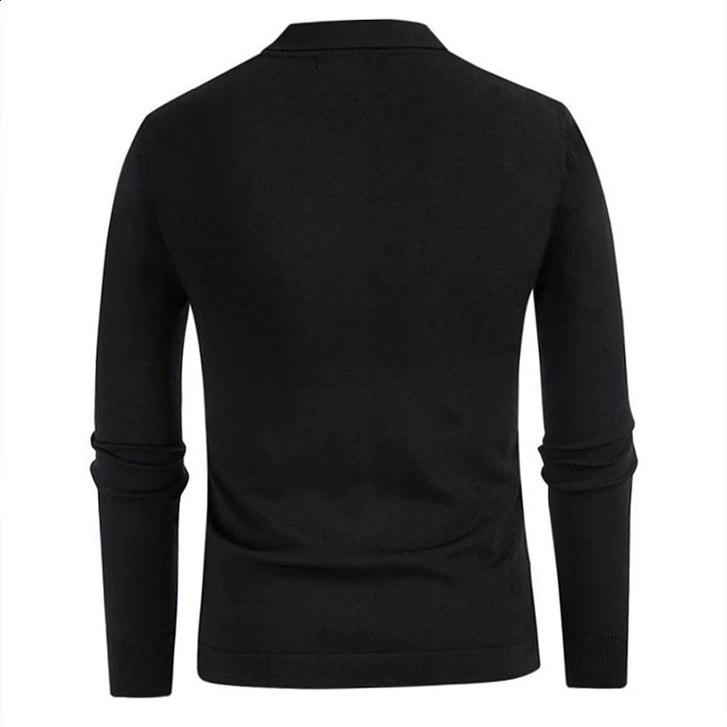 Autumn Mens Clothing Knit Polo Shirt Leisure Button-down Long Sleeve Retro Fashion Patchwork Knitwear M-3XL 240814