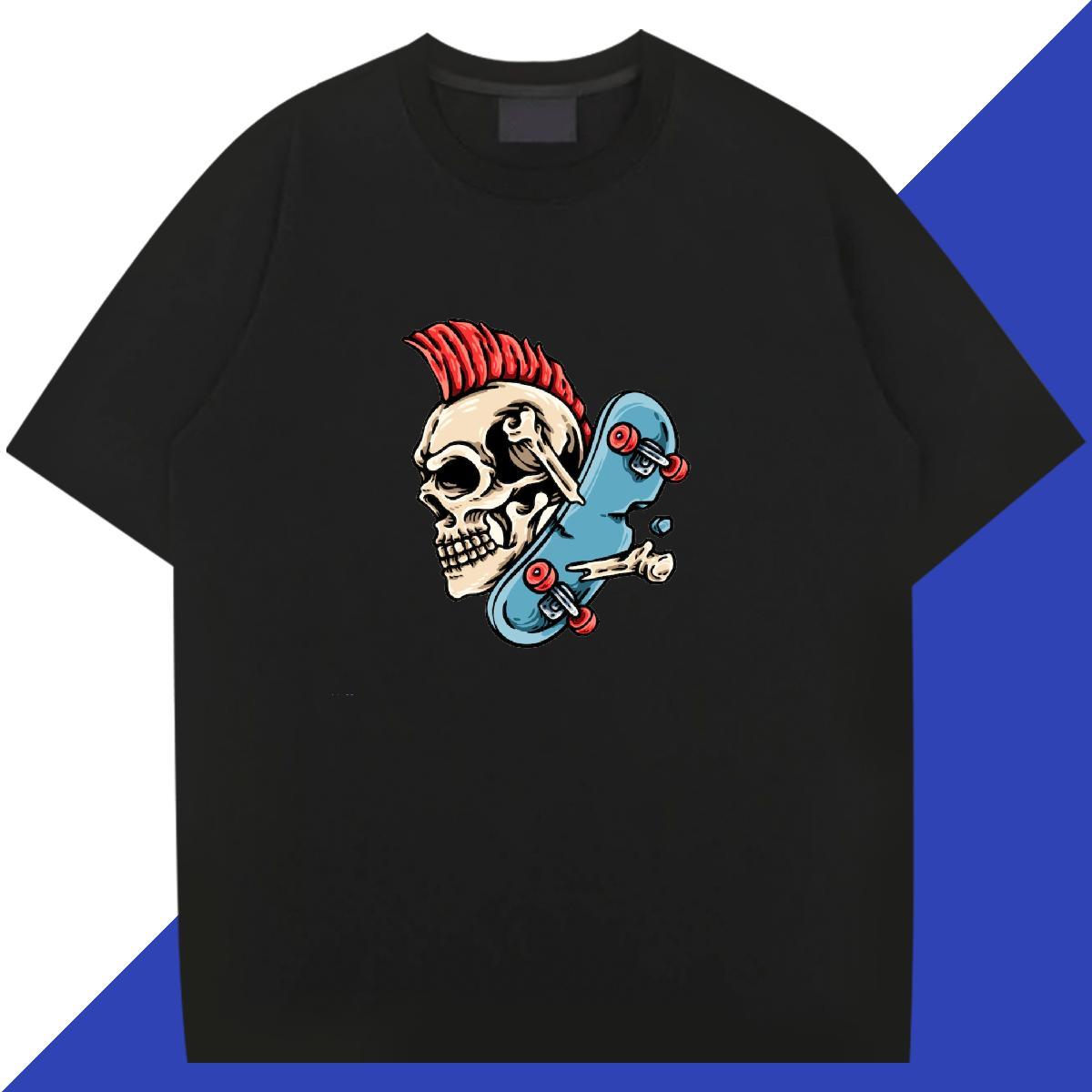 Wholesale T-Shirts for Men 230g Pure Cotton skull Summer Casual DIY Logo Oversized Breathable Men Tees New Designer Tee Shirt