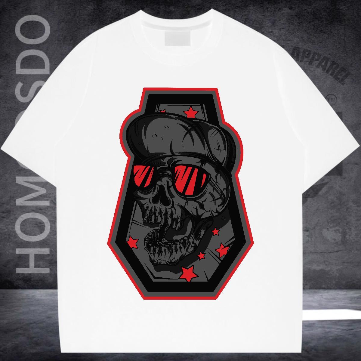 Free Shipping T-Shirts for Men 230g 100% Cotton skull Street Wear Customized Print Breathable Short Sleeve Men Tshirts Classic Casual Tops