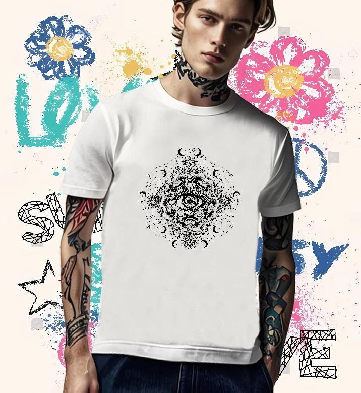 Popular T-Shirts for Men 230g Pure Cotton eye of the devil Casual Oversized 3XL 4XL Short Sleeve O-Neck Tshirts 2024 Clothes