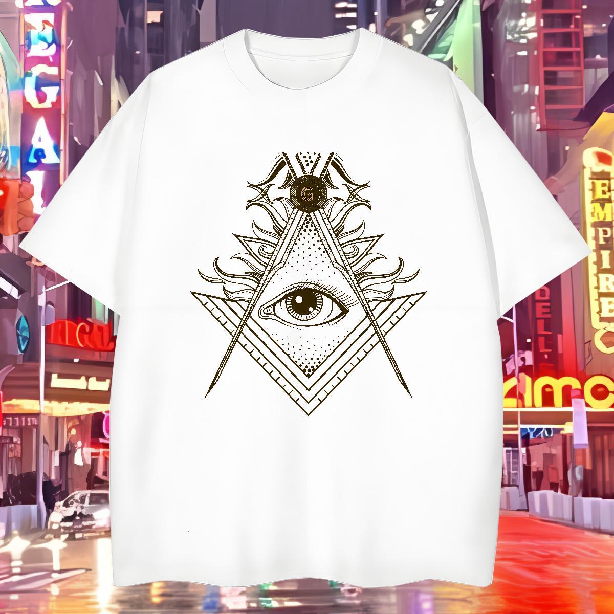 TOP Quality Man T Shirts 230g 100% Cotton eye of the devil High Street Hip Hop Custom Cartoon Breathable Short Sleeve Couples T Shirts DIY Customized 