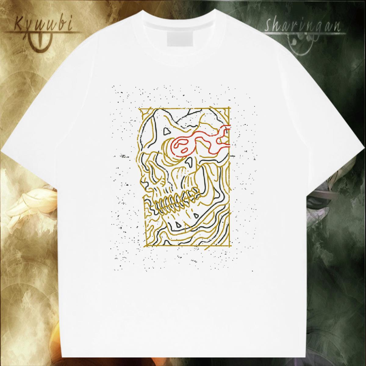 Cool Design Men T Shirts 230g Pure Cotton skull Daily Outfit Cartoon Printing L-4XL Round Neck Short Sleeve Men Clothes T-Shirt 2024 New Tshirts