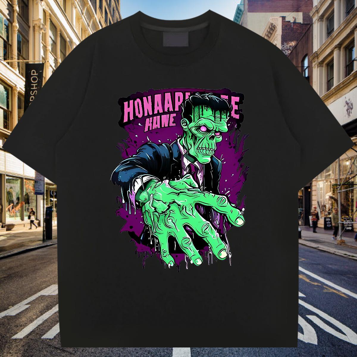 Cool T Shirt For Man 100% Cotton 230g skull Anime Printing Street Floral Print Pure Cotton Men Tees New Top Tees