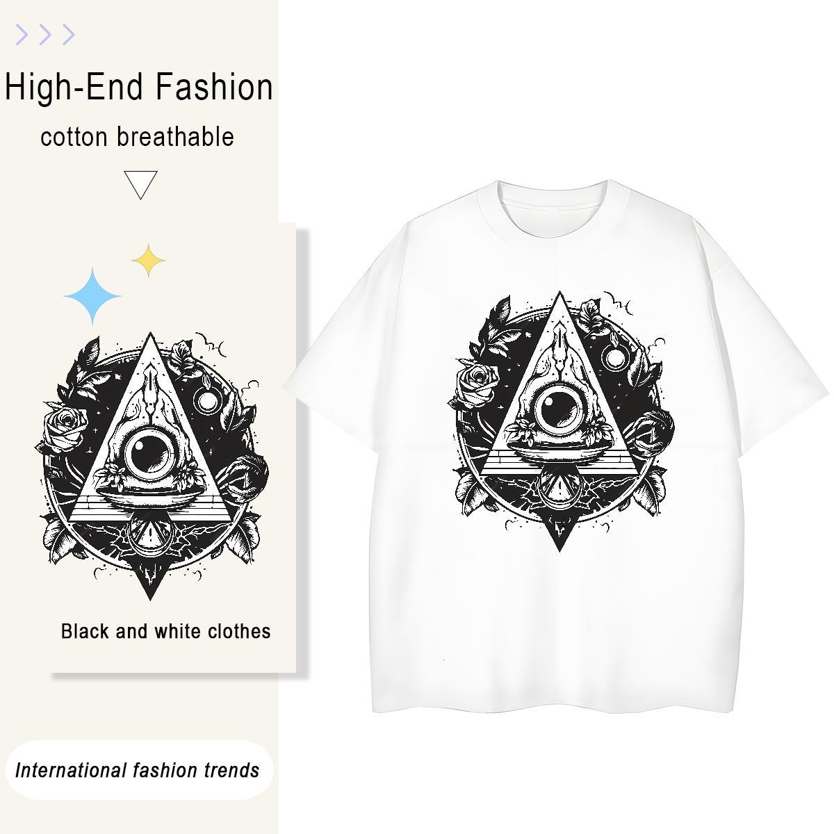Classic T Shirts Men 230g Cotton eye of the devil Anime Printing Street Custom Printing Breathable Men Tshirts New Arrival Clothings