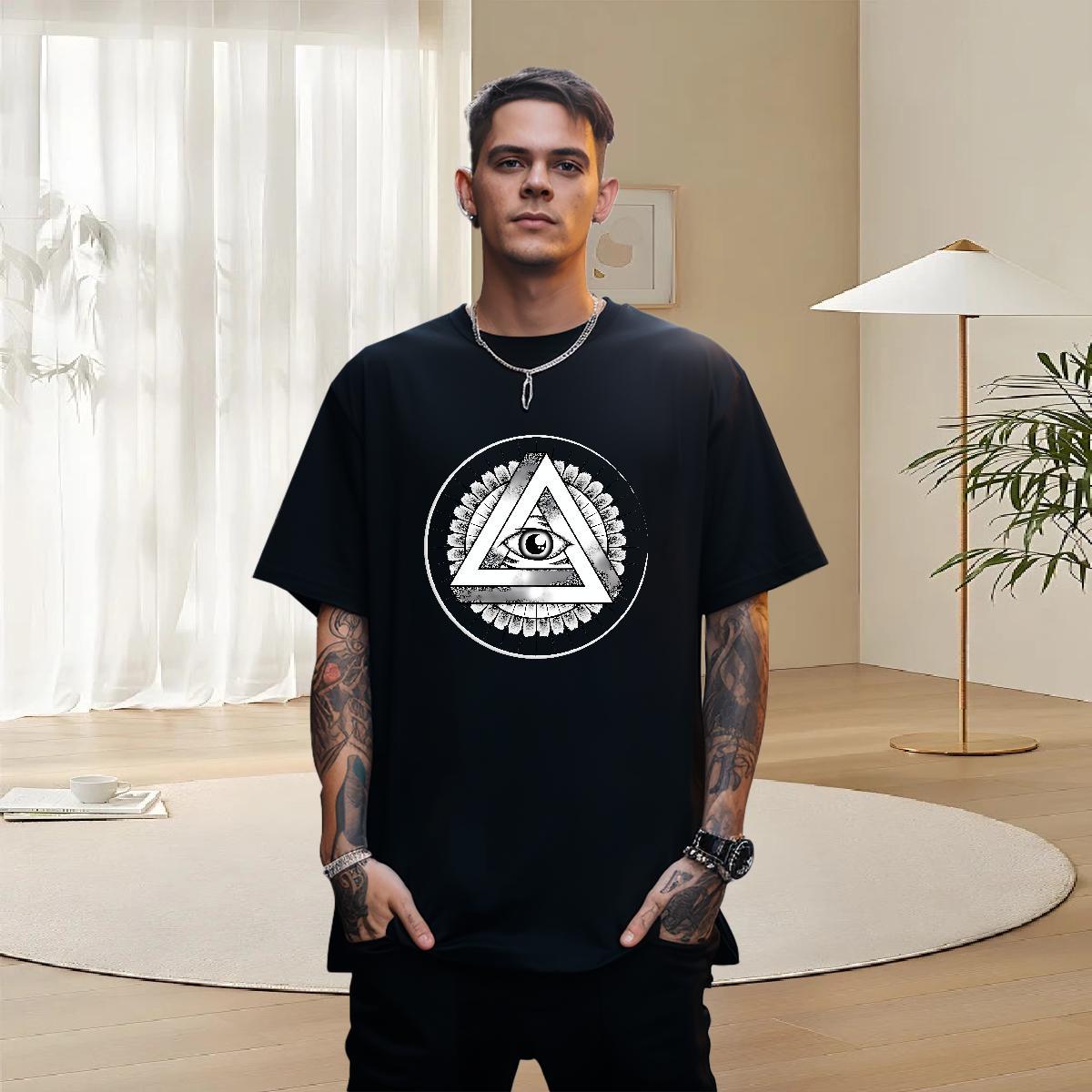 Designer Men T Shirts 230g Pure Cotton eye of the devil Beach Custom Print Oversized Short Sleeve O-Neck Mens Tshirts 2024 DIY Polos