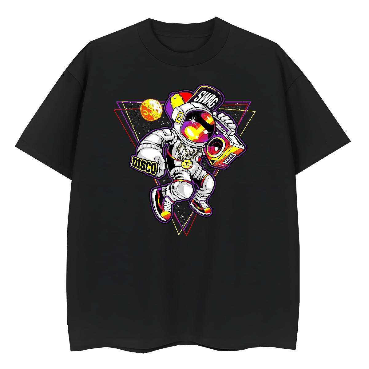 5A Lady T shirt 230g Pure Cotton spaceman Daily Outfit T Shirt For Woman Breathable Crew Neck Floral Print Tops Tees
