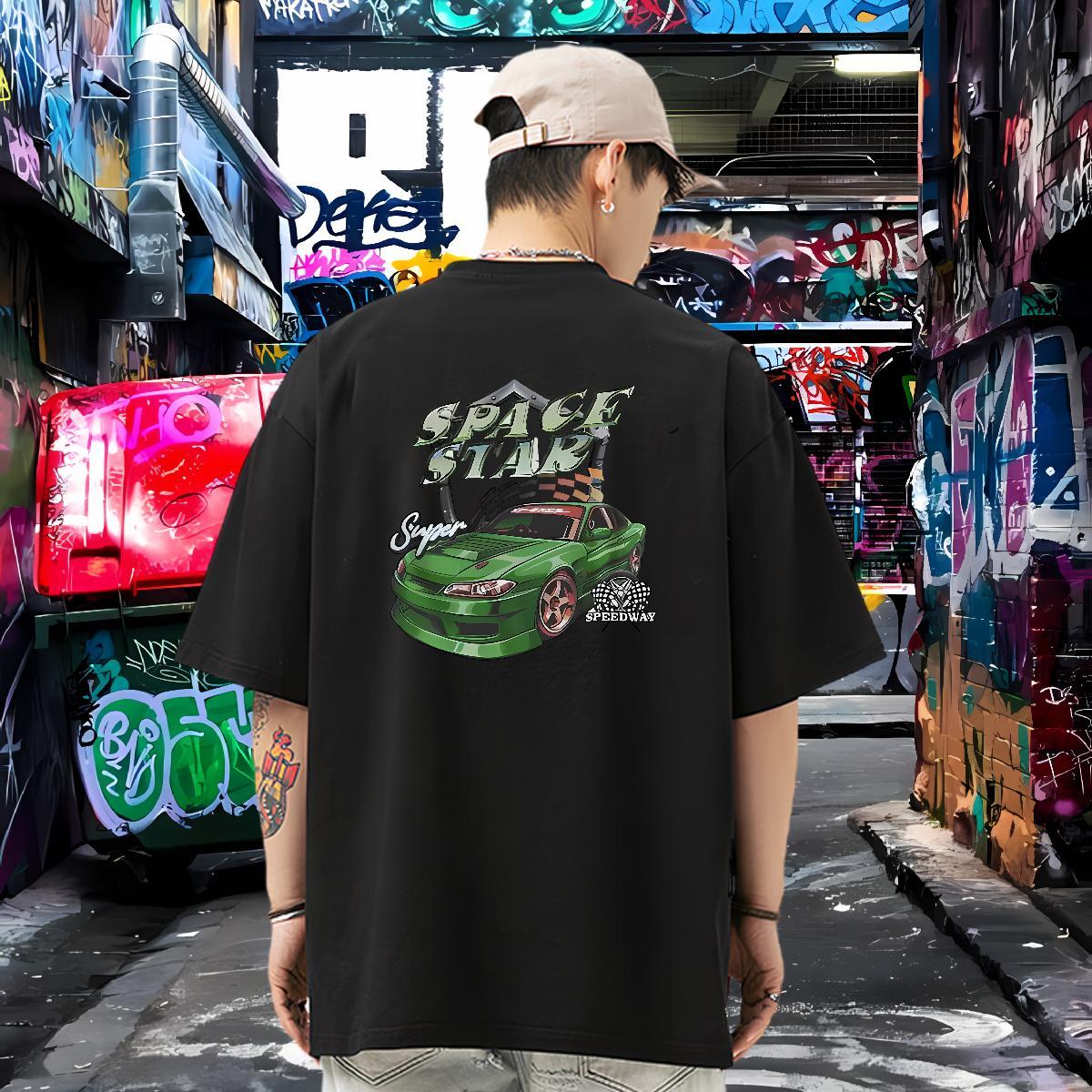 Fashion New Men Tops Tees green car Daily Outfit 230g 100% Cotton Top Tees Round Neck Short Sleeve Classic Men T Shirts Customized Print