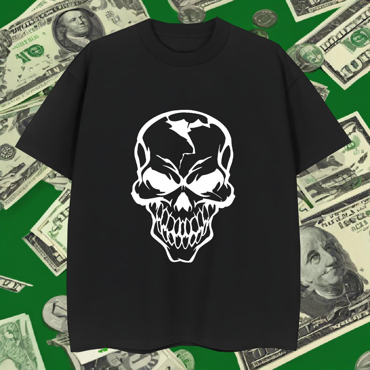 Cool Men T Shirts 230g Pure Cotton skull Beach DIY Anime Breathable Tshirt for Man Woman Designer Fashion Clothes