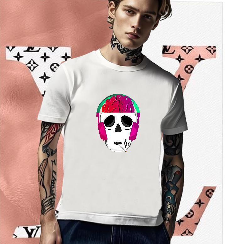 Popular Man T Shirts 230g Pure Cotton skull Street Wear Custom Print Oversized Breathable Crew Neck Men Tshirts 2024 Designer Tee Shirt