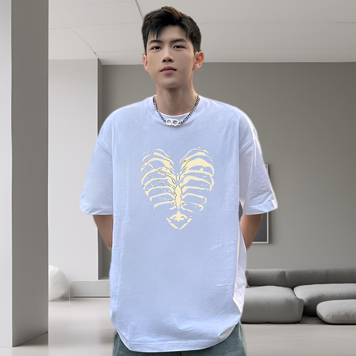 Comfortable T-Shirts 230g Pure Cotton skull Sport Customized Print Breathable Crew Neck Couples T Shirts 2024 Designer Tees