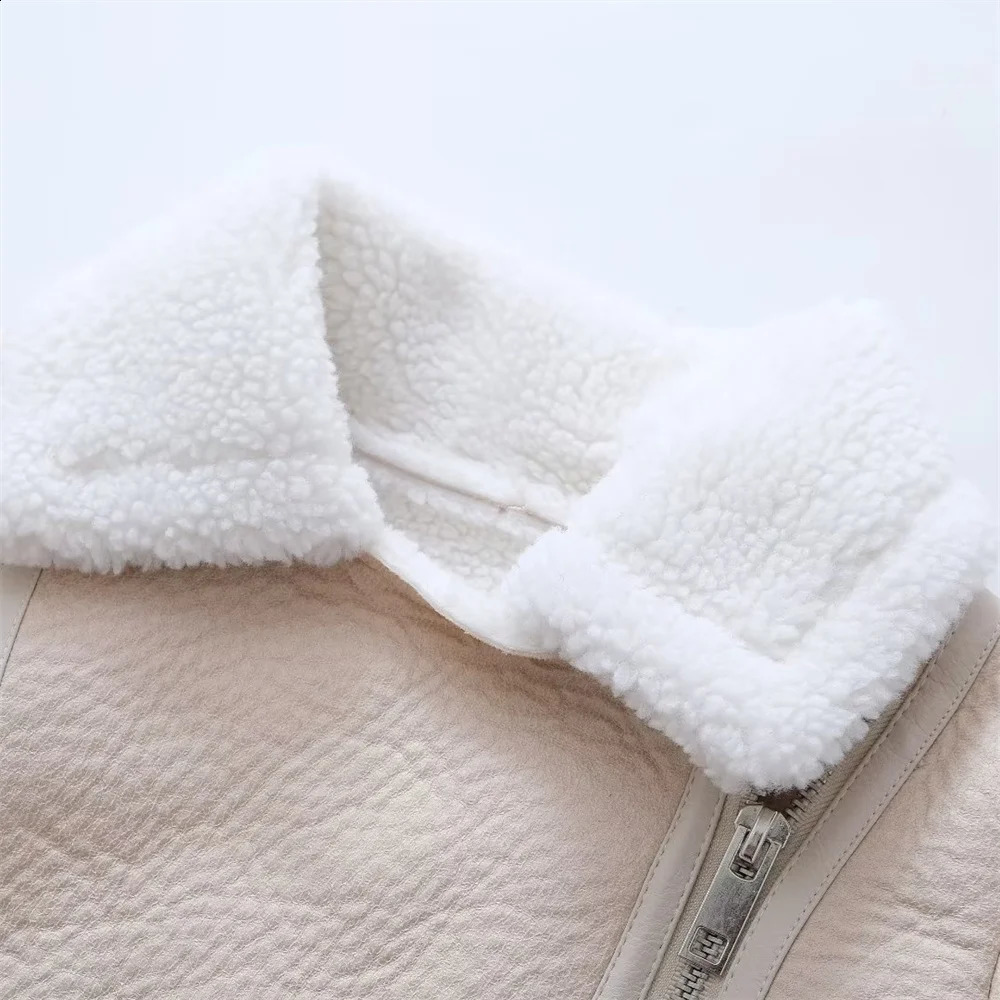 UNIZERA AutumnWinter Womens Clothing Fashion Casual Edition Polo Neck Fur Integrated Jacket Coat 240824