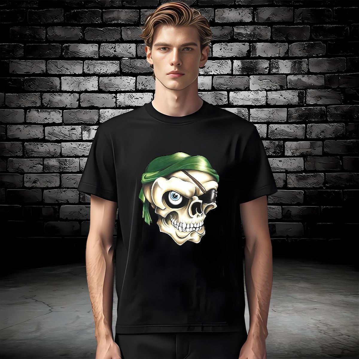 Unisex T-Shirts for Men 100% Cotton 230g skull Summer Casual Cartoon Print Pure Cotton Men Tshirts Designer Fashion Polos