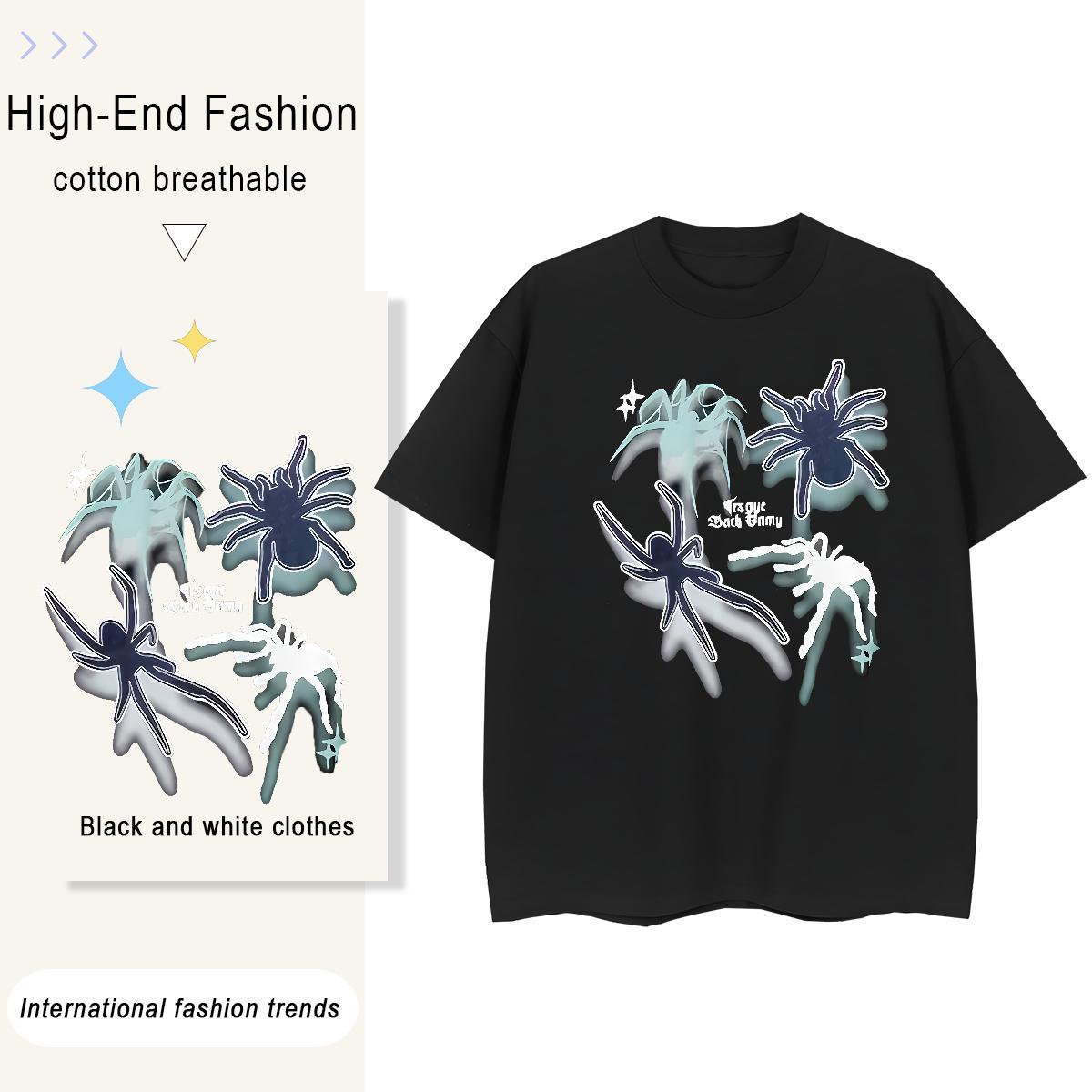 Casual New Tshirt for Man Woman spider Casual Daily Wear 230g Cotton Clothes O Neck Short Sleeves Unisex T-Shirts for Men Custom Big Size