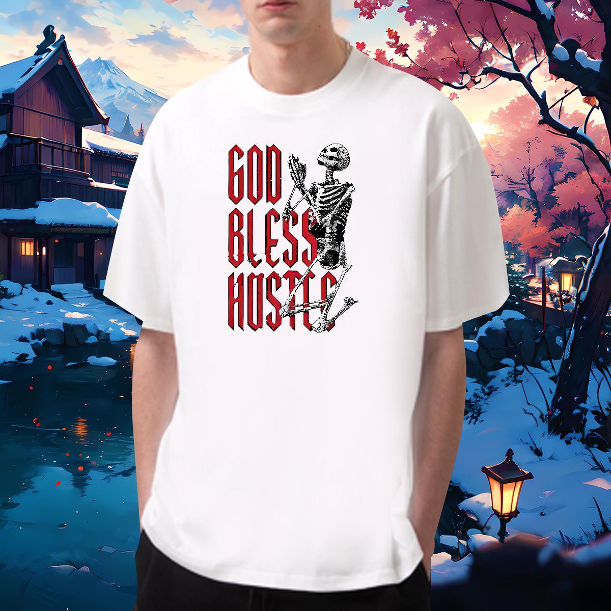 Classic T shirt 230g 100% Cotton skull Street Casual Cartoon Printing L-4XL Breathable Tshirts New Arrival Tee Shirt