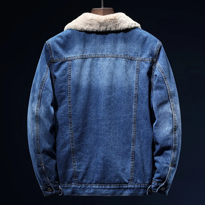 Winter Mens Warm Cowboy Jacket Fashion Casual Wool Thick Jeans Coat High Quality Clothing 240824