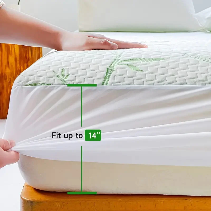 1pc Waterproof Bamboo Mattress Cover Without Pillowcase Cooling Breathable Fitted Bed Sheet With 6-14inches Deep Pocket 240824