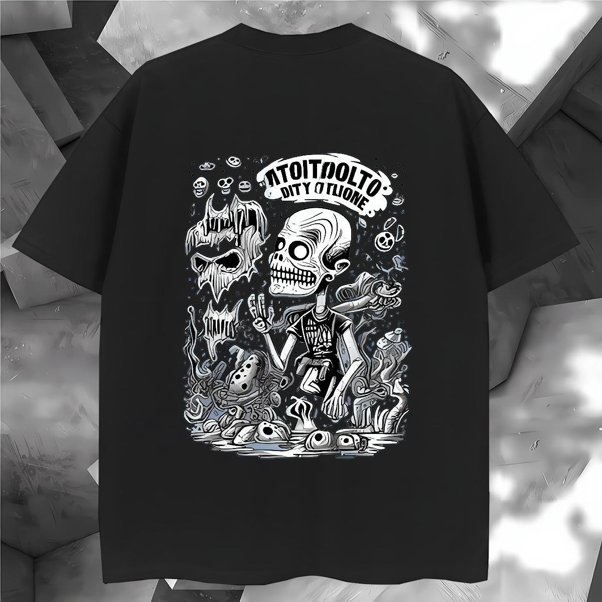 Wholesale T shirt 230g 100% Cotton skull Casual Daily Wear DIY Printed Short Sleeve Soft Men Tops Tees DIY Customized Clothes