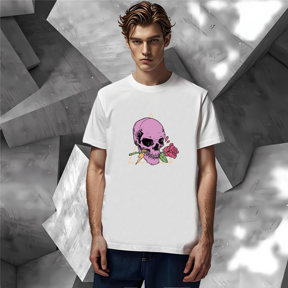 Designer Man T Shirts 100% Cotton 230g flower Casual DIY Printed Round Neck Short Sleeve Men Tops Tees Classic Tee Shirt
