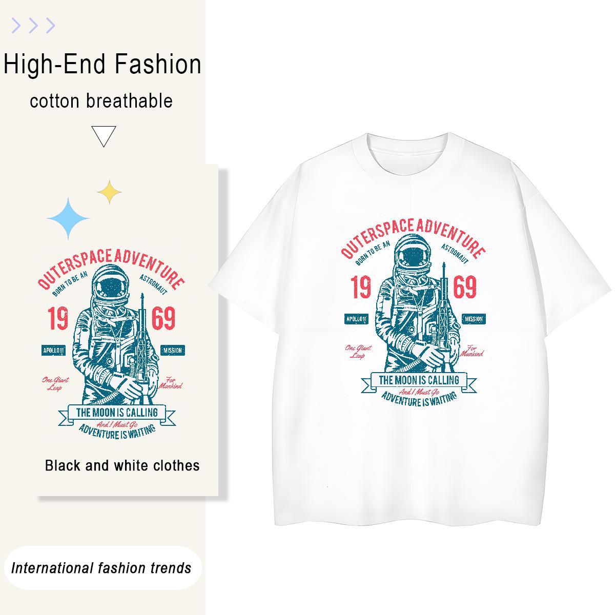 Free Shipping Women Tees 230g 100% Cotton planet High Street Hip Hop Womens T Shirts Short sleeve Soft Cartoon Anime Clothings