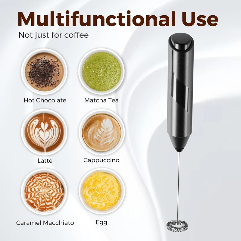 Handheld Electric Milk Frother Whisk Maker with Stainless Steel Stand Hand Drink Mixer for Egg Coffee Lattes Cappuccino Matcha 240824