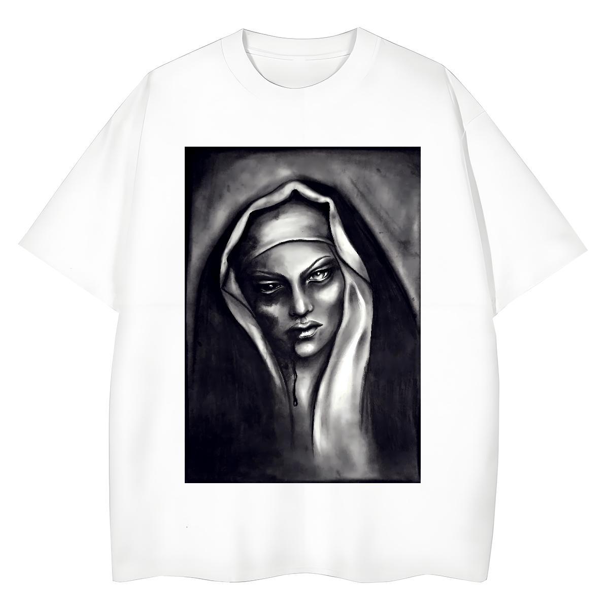 5A Womens Tshirts 230g Cotton blood Summer Casual Woman T Shirts Round Neck Short Sleeve Anime Print Polos