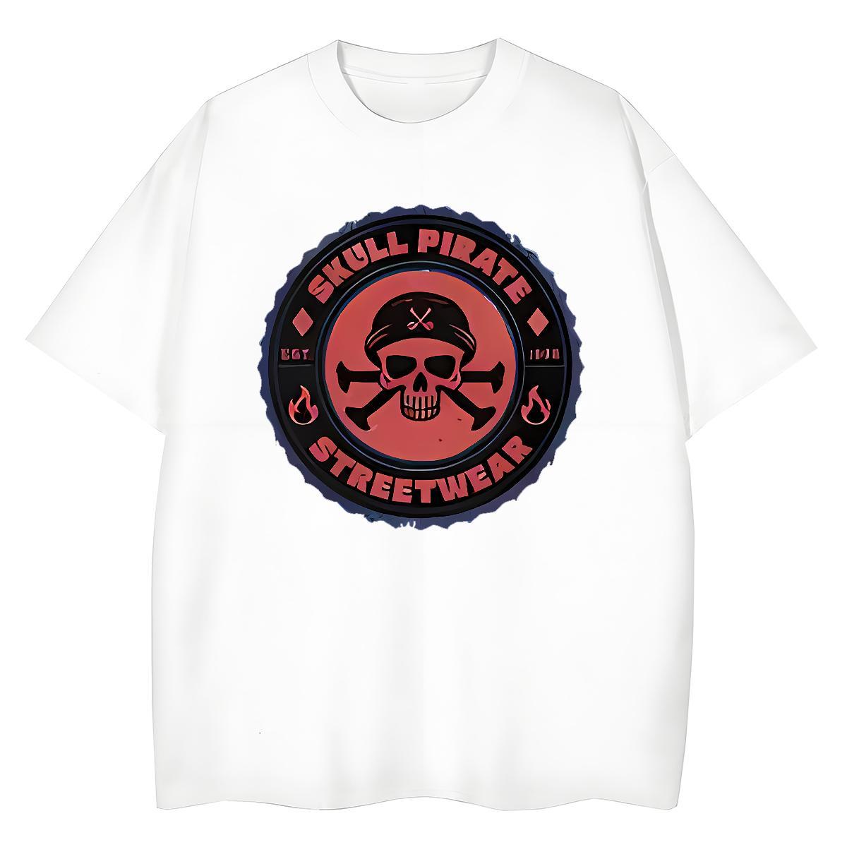 Soft T Shirt For Man 230g Pure Cotton skull High Street Hip Hop Custom Printed Breathable Men Tshirts Fashion New Tops Shirt