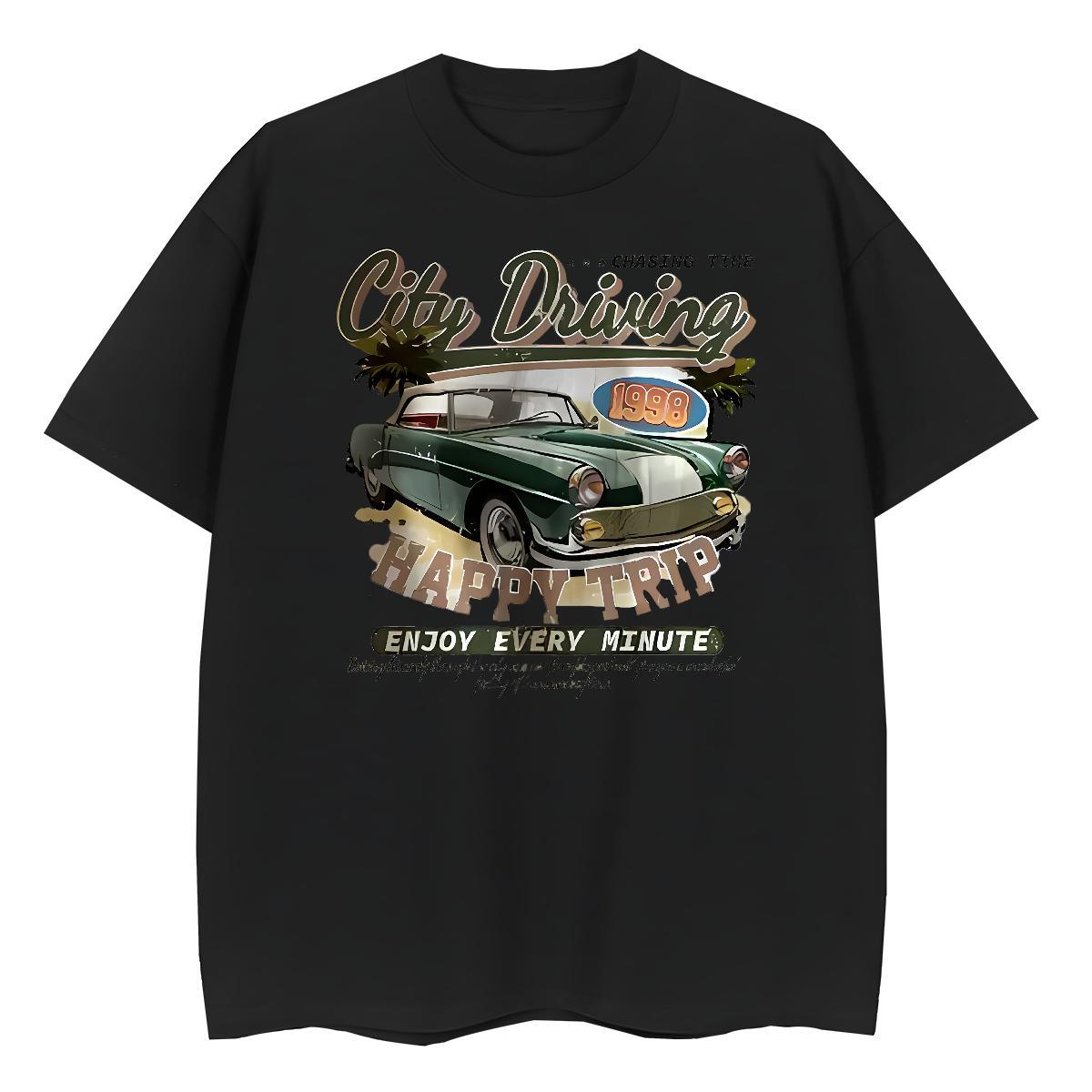 Stylist Men Tops Tees car Summer Casual 230g 100% Cotton Wear Round Neck Short Sleeve Classic Man T Shirts DIY Anime
