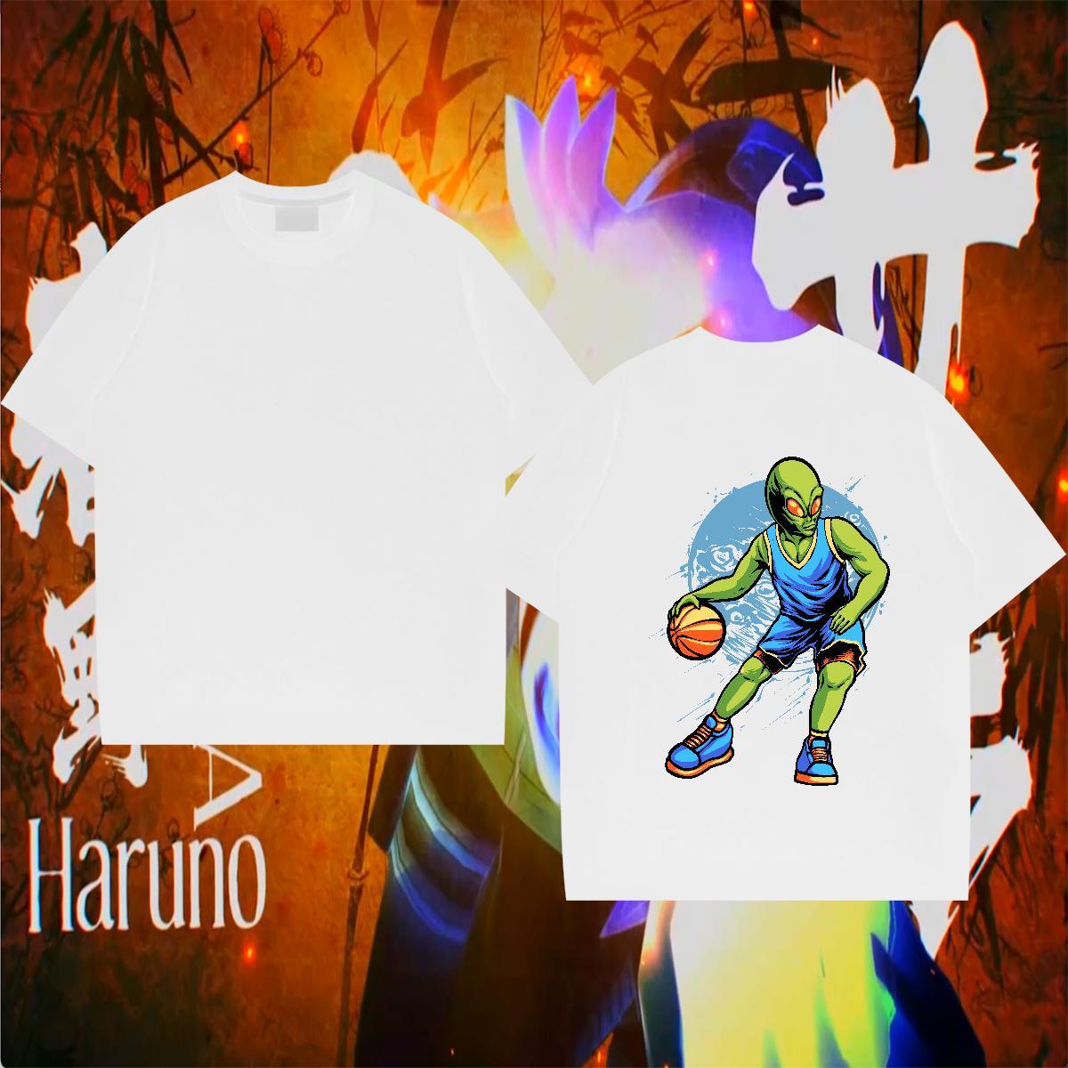 Brand T Shirts Men 230g Cotton ET Street wear Hip Hop Floral Print O-Neck Short Sleeve Men Tops Tees Custom Polos