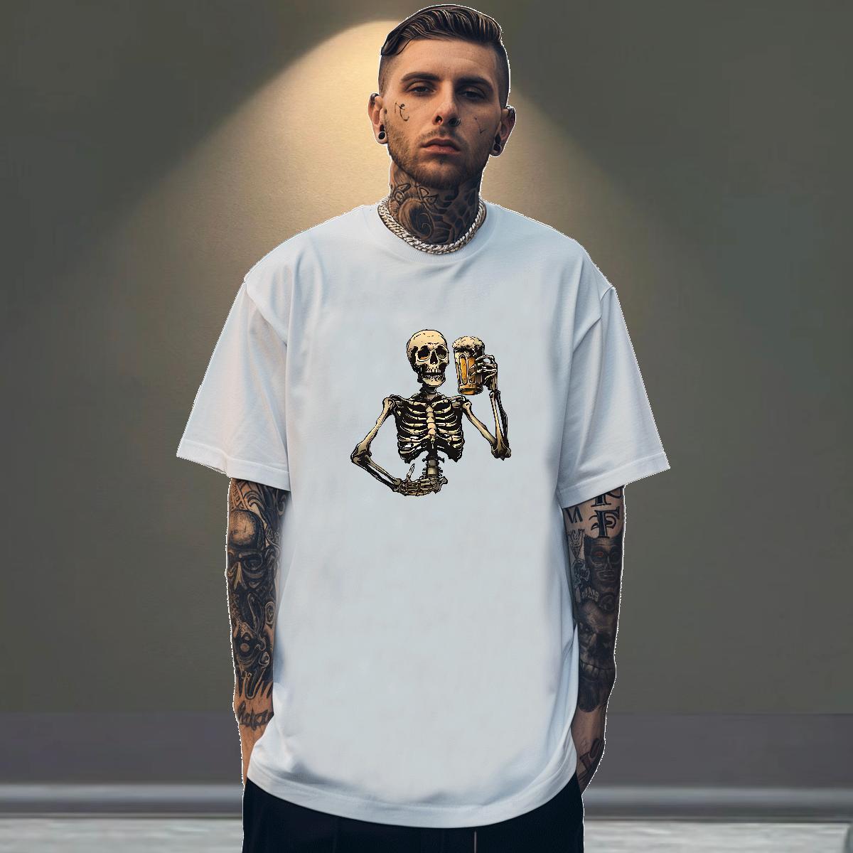 Loose Fit Man T Shirts 230g Cotton skull Spring Summer Custom Print Oversized Breathable Short Sleeve Men Tees Customized Clothes