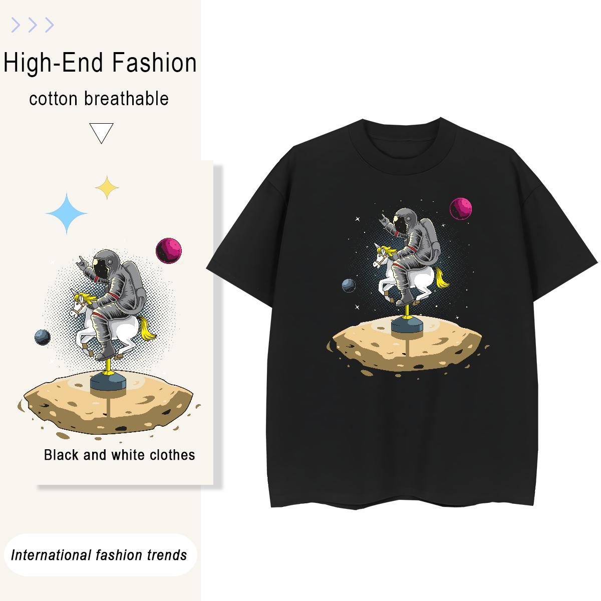 Comfortable Couples T Shirts 230g Cotton universe Sports Casual T shirt Breathable Crew Neck Custom Printing Tshirts