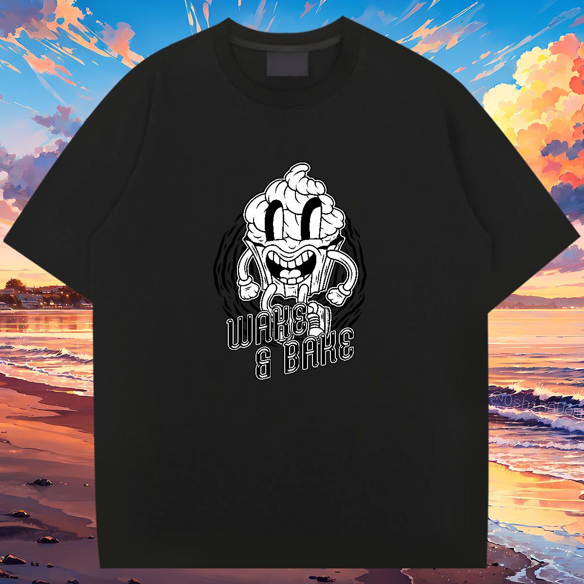 Wholesale T-Shirts for Men 230g Cotton skull Casual Daily Wear Floral Print Breathable Soft Couples T Shirts DIY Top Tees