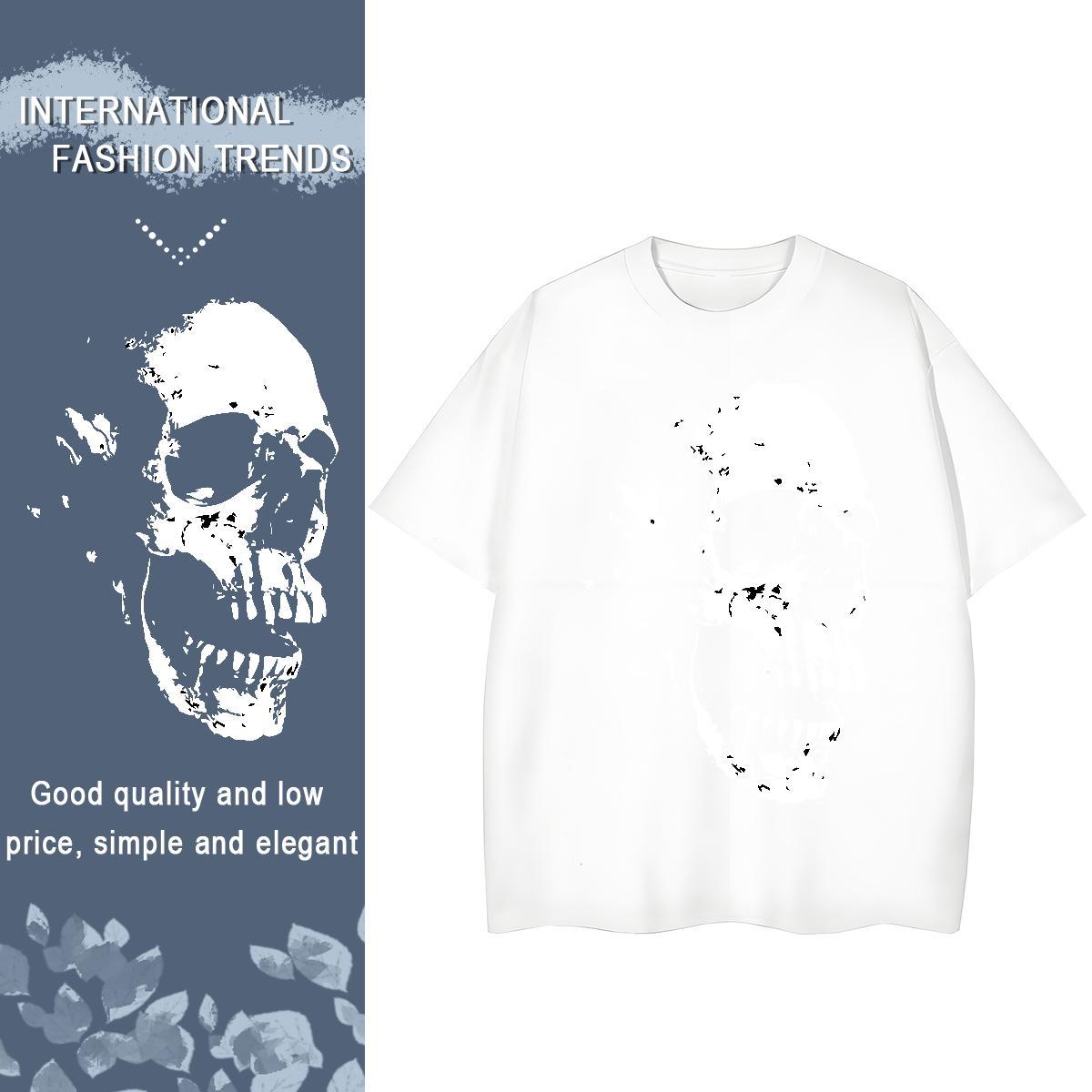 High Quality T Shirts Men 230g Pure Cotton skull Casual Oversized 4XL Breathable Crew Neck Men Clothes T-Shirt Wholesale Tops Shirt