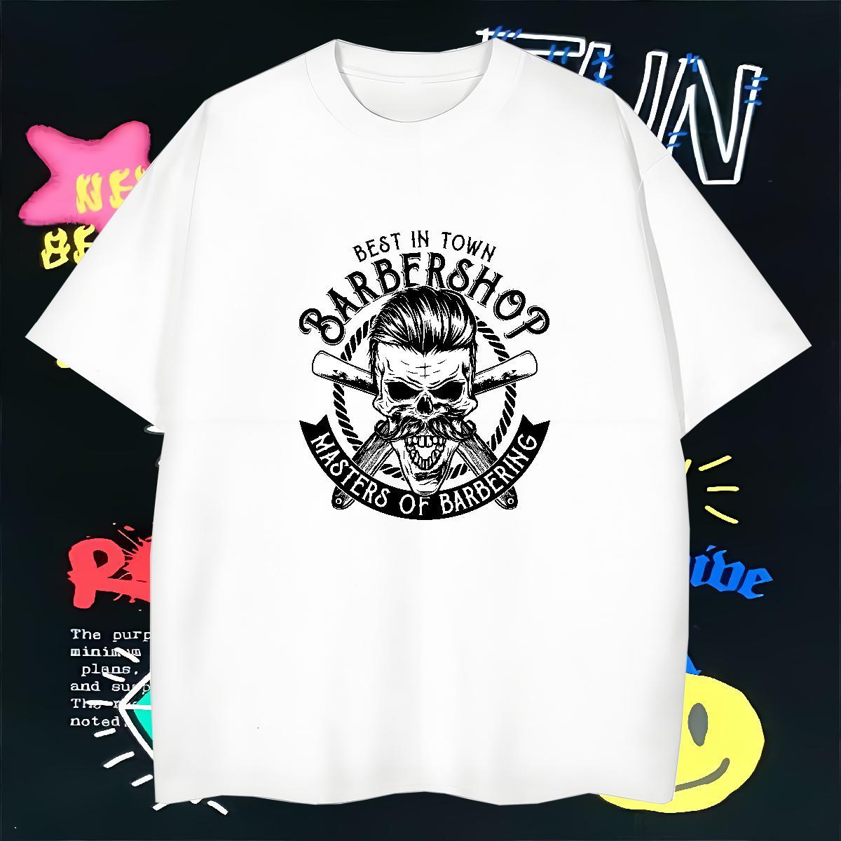 Loose Fit Men T Shirts 230g Pure Cotton skull Sports Casual Oversized O Neck Short Sleeves Couples T Shirts Casual New Tops