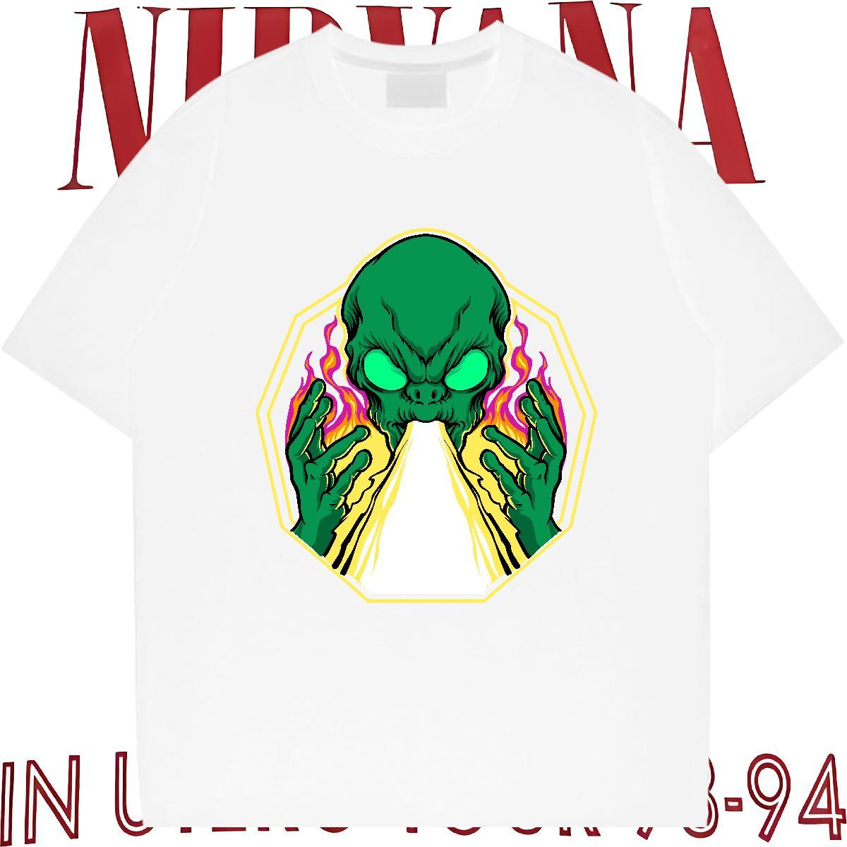 TOP Quality T Shirts Men 230g Cotton ET Street Anime Print Breathable Crew Neck Mens Tshirts 2024 Summer Tees