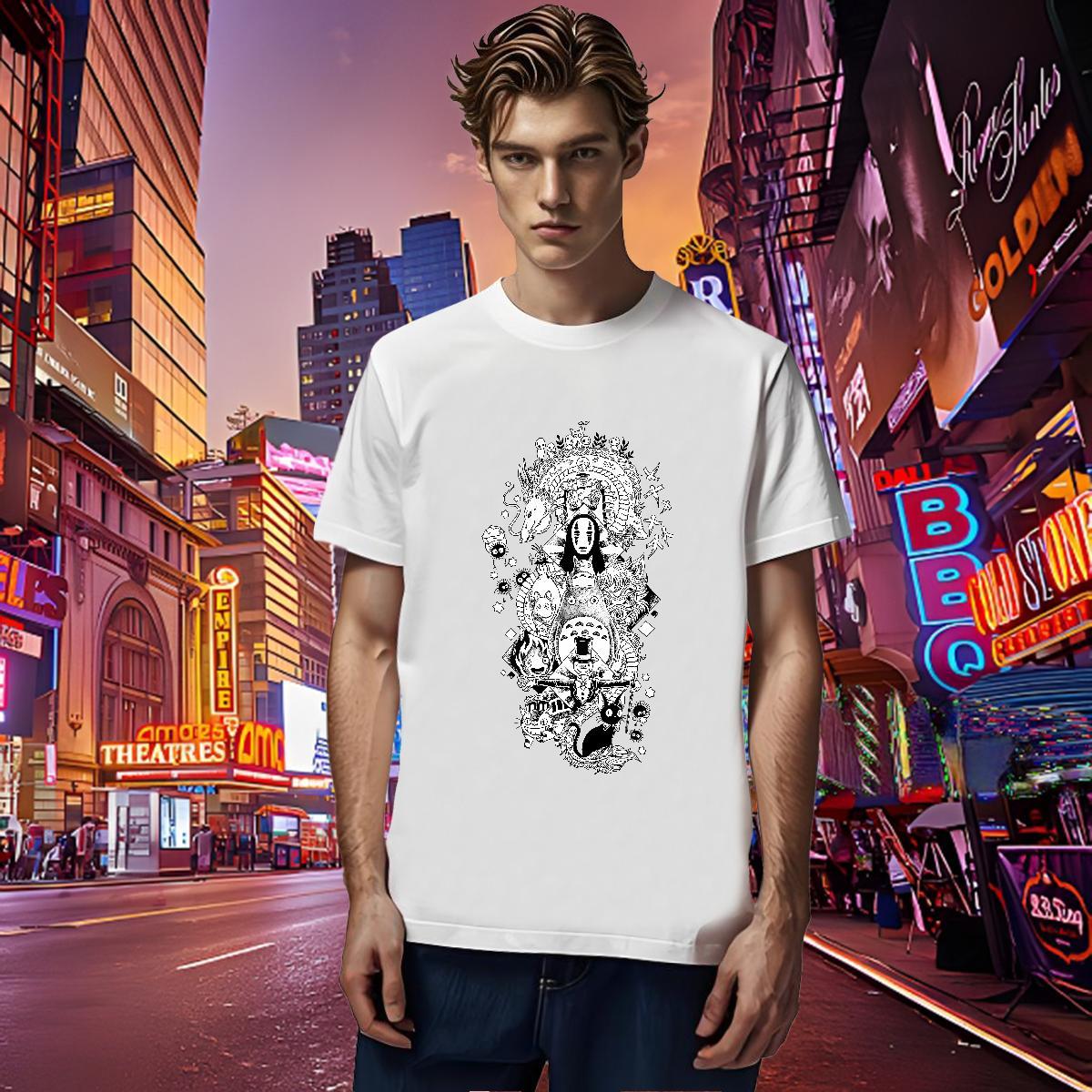 Unisex Mens T Shirts 230g Pure Cotton eye of the devil Casual Daily Wear Anime Print Short Sleeve O-Neck Men Tshirts Brand Clothes