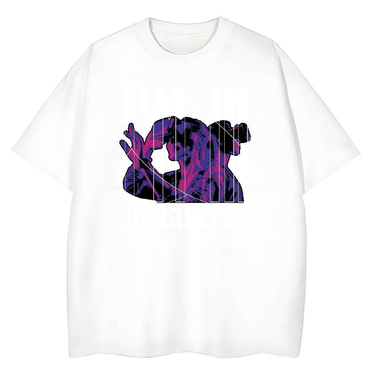 Unisex Men T Shirts 230g Pure Cotton women Street Casual Plus Size Cartoon Breathable Crew Neck Mens Tshirts Classic Tees Shirts