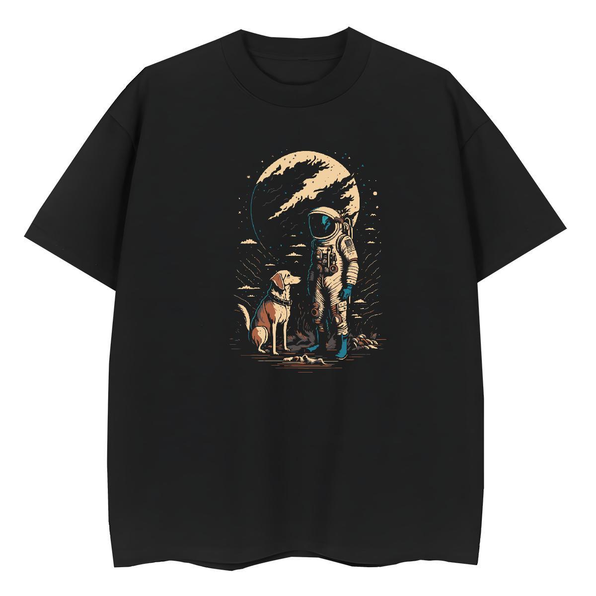 Popular Lady T shirt 230g Pure Cotton planet Hip Hop Woman T Shirts Breathable Soft Plus Size Cartoon Tees Shirts