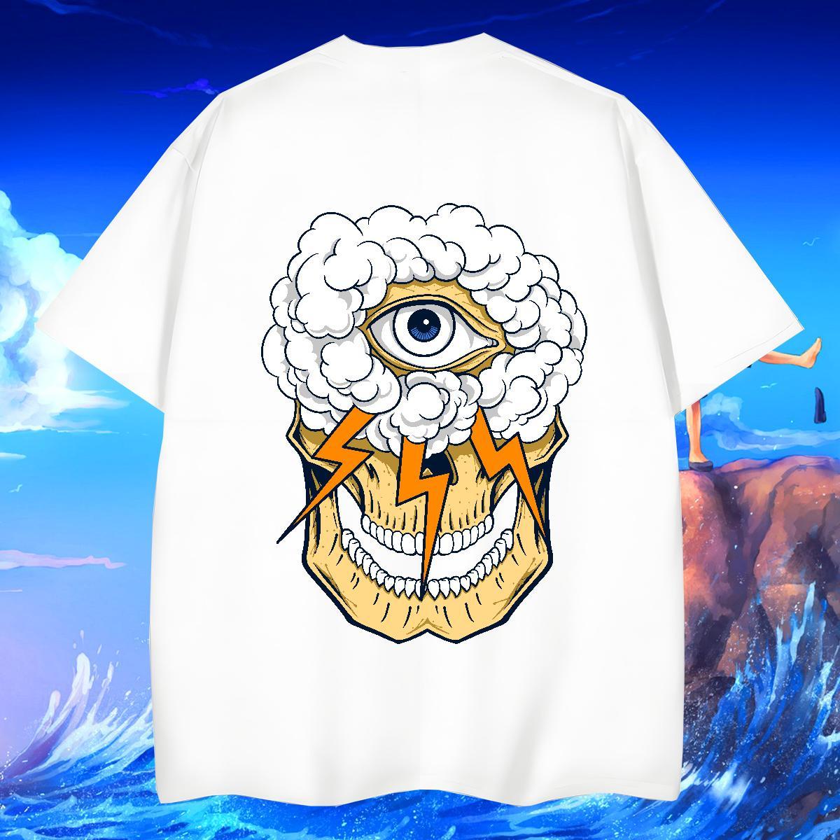 Unisex Man T Shirts 230g Cotton skull Spring Summer Skull Short Sleeve Soft Couples T Shirts Customized Clothes