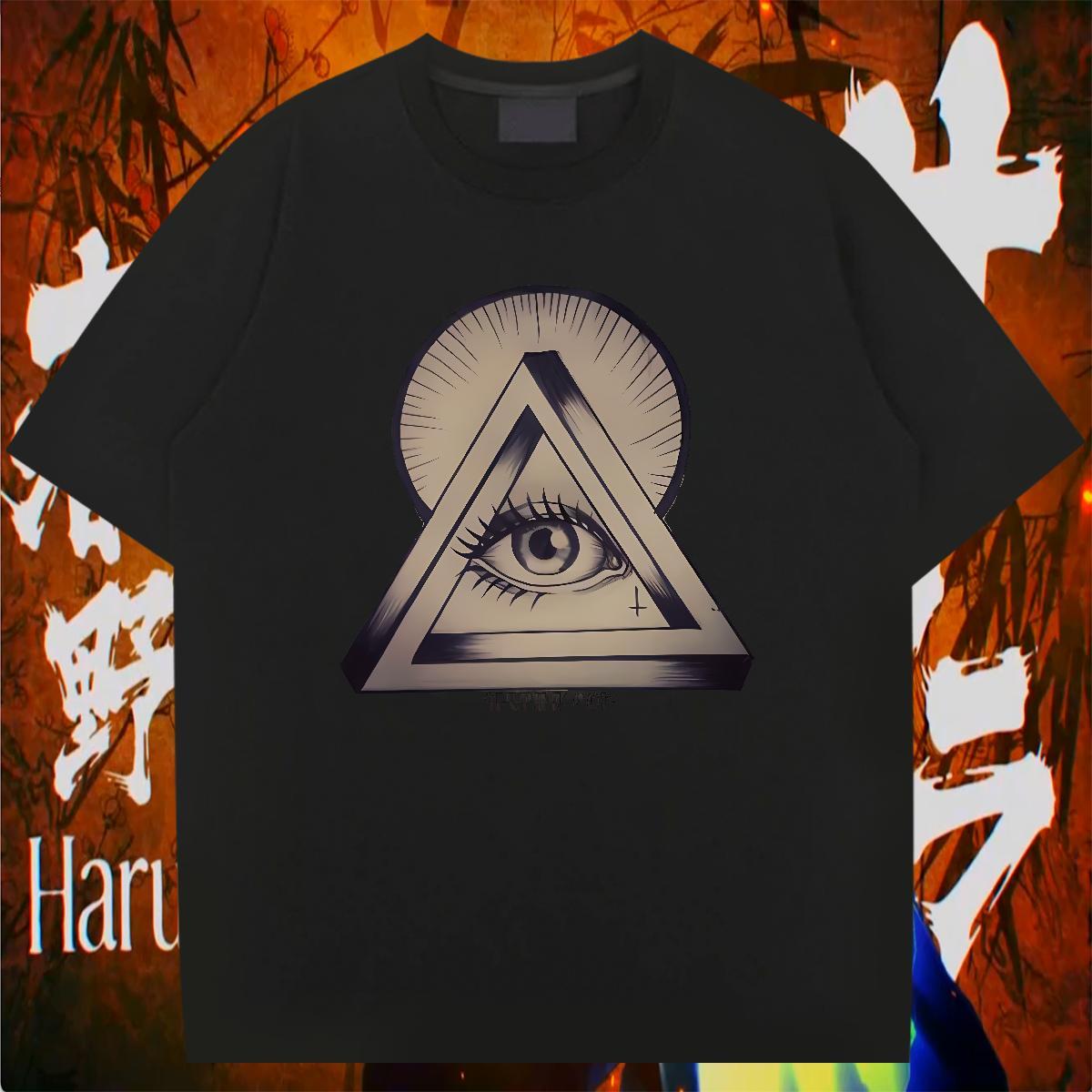 Comfortable Men T Shirts 100% Cotton 230g eye of the devil Street Custom Big Size Short Sleeve Soft Men Tees Fashion Tops Shirt