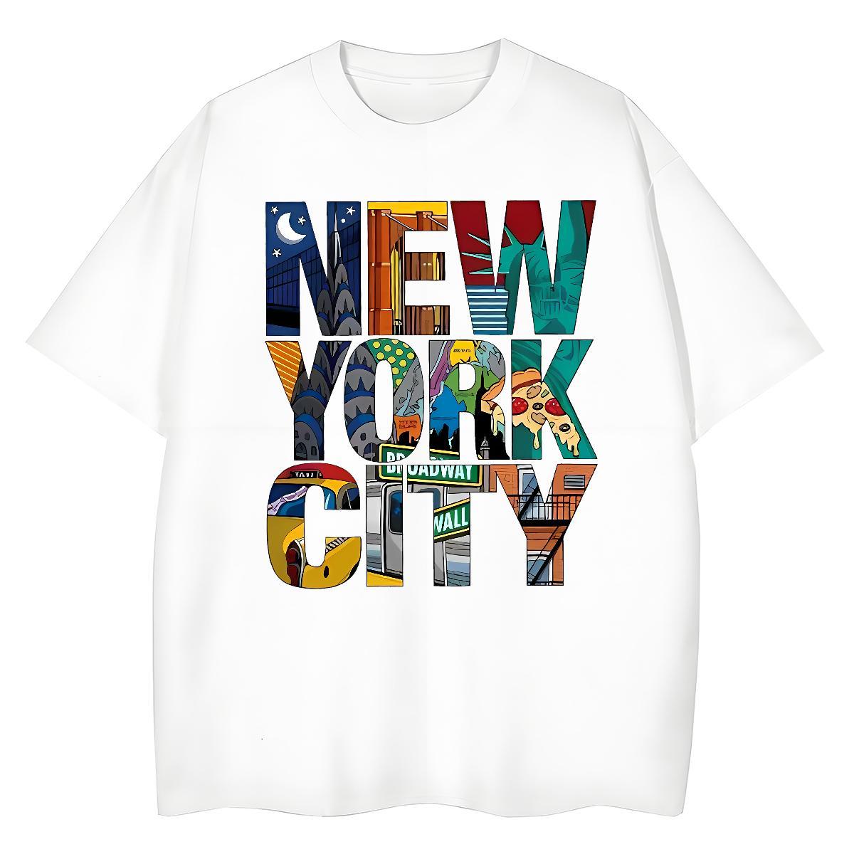 Loose Tshirt for Man Woman 230g Cotton New York Daily Outfit T-Shirts for Women Breathable Soft Plus Size Cartoon Top Tees