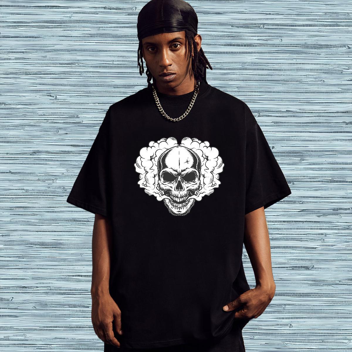 Designer Mens T Shirts 230g Pure Cotton skull Casual Beach Anime Print Round Neck Short Sleeve Tshirts Factory Direct Tees Shirts