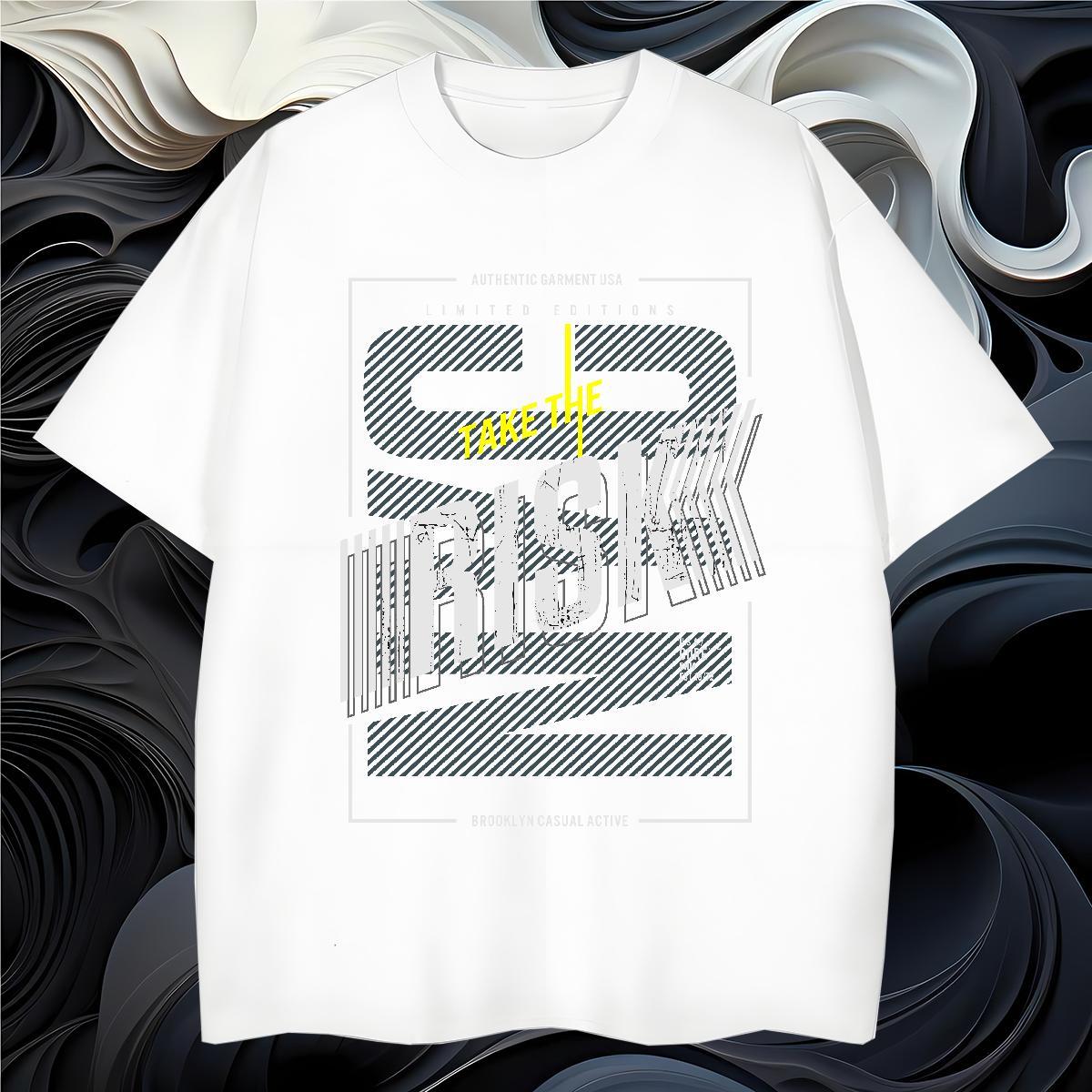 Comfortable T Shirt For Man 230g Cotton risk Summer Casual Oversized 4XL Breathable Short Sleeve Couples T Shirts Fashion Design Tees