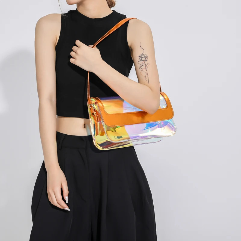 Fashion Transparent Shoulder Bag For Women 5 Colors Clear Waterproof Summer Beach Bag Underarm Purse Jelly Handbag 240824