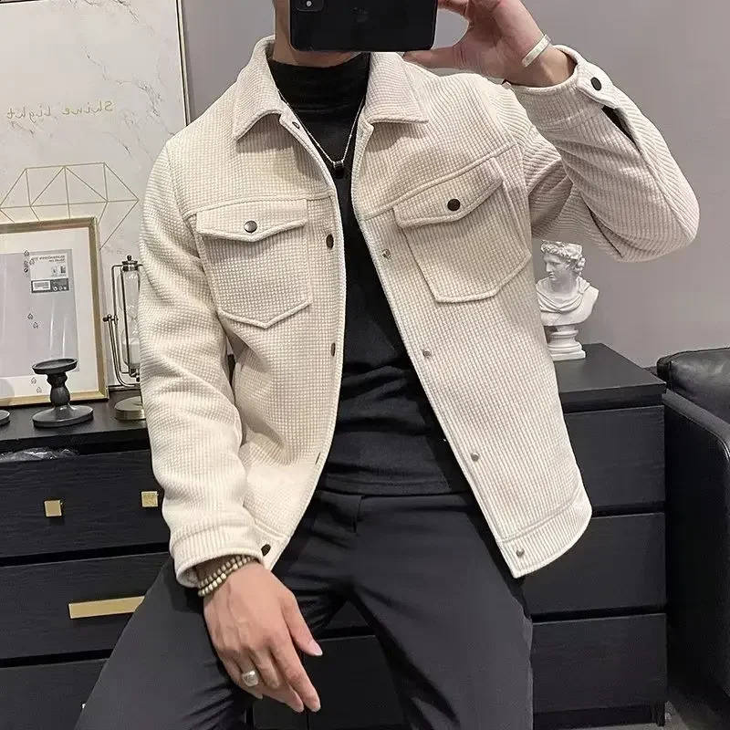 Winter fashion jacket mens lapel autumn and winter 240824