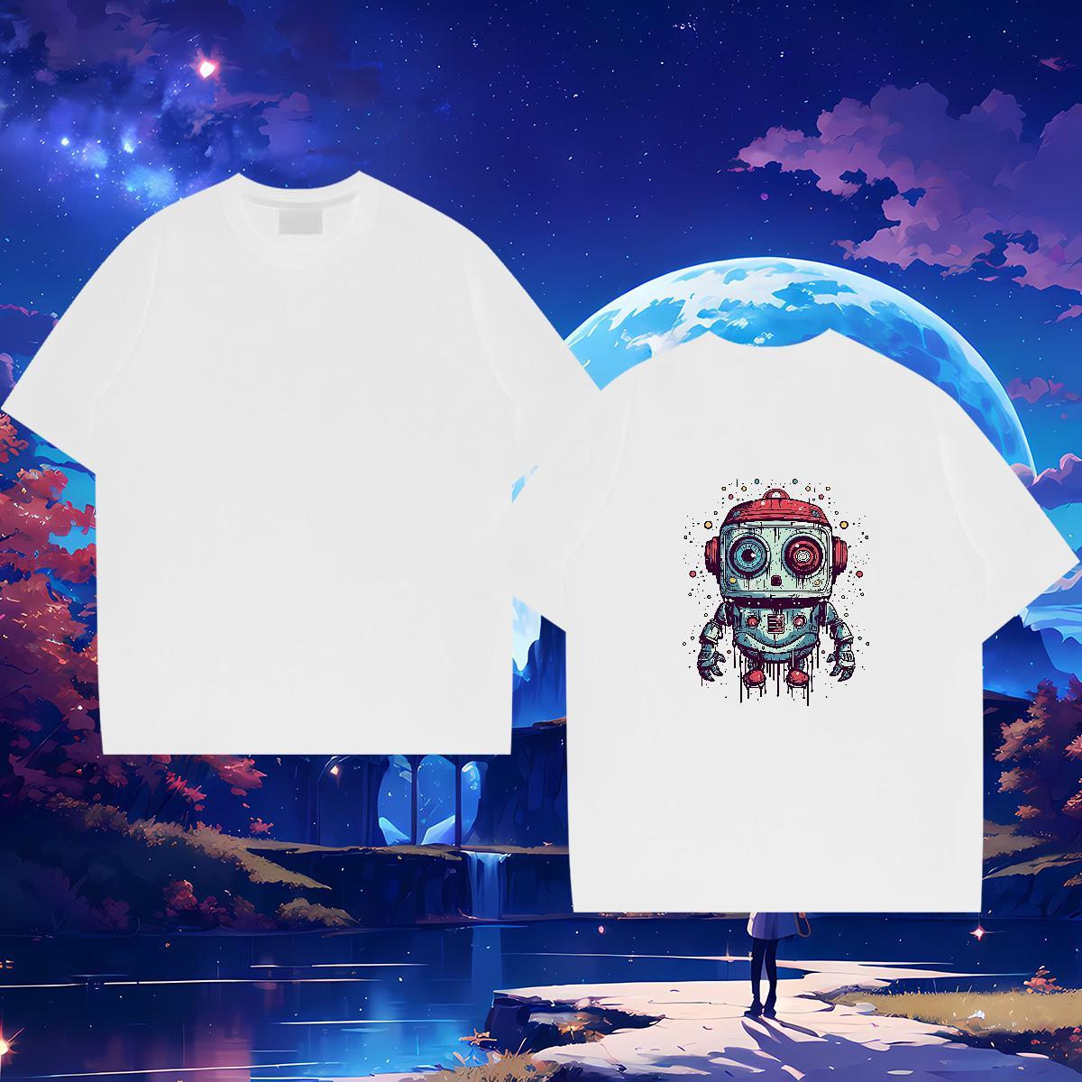 Wholesale T shirt 100% Cotton 230g ET Hip Hop White Plus Size Round Neck Short Sleeve Men Clothes T-Shirt New Top Tees