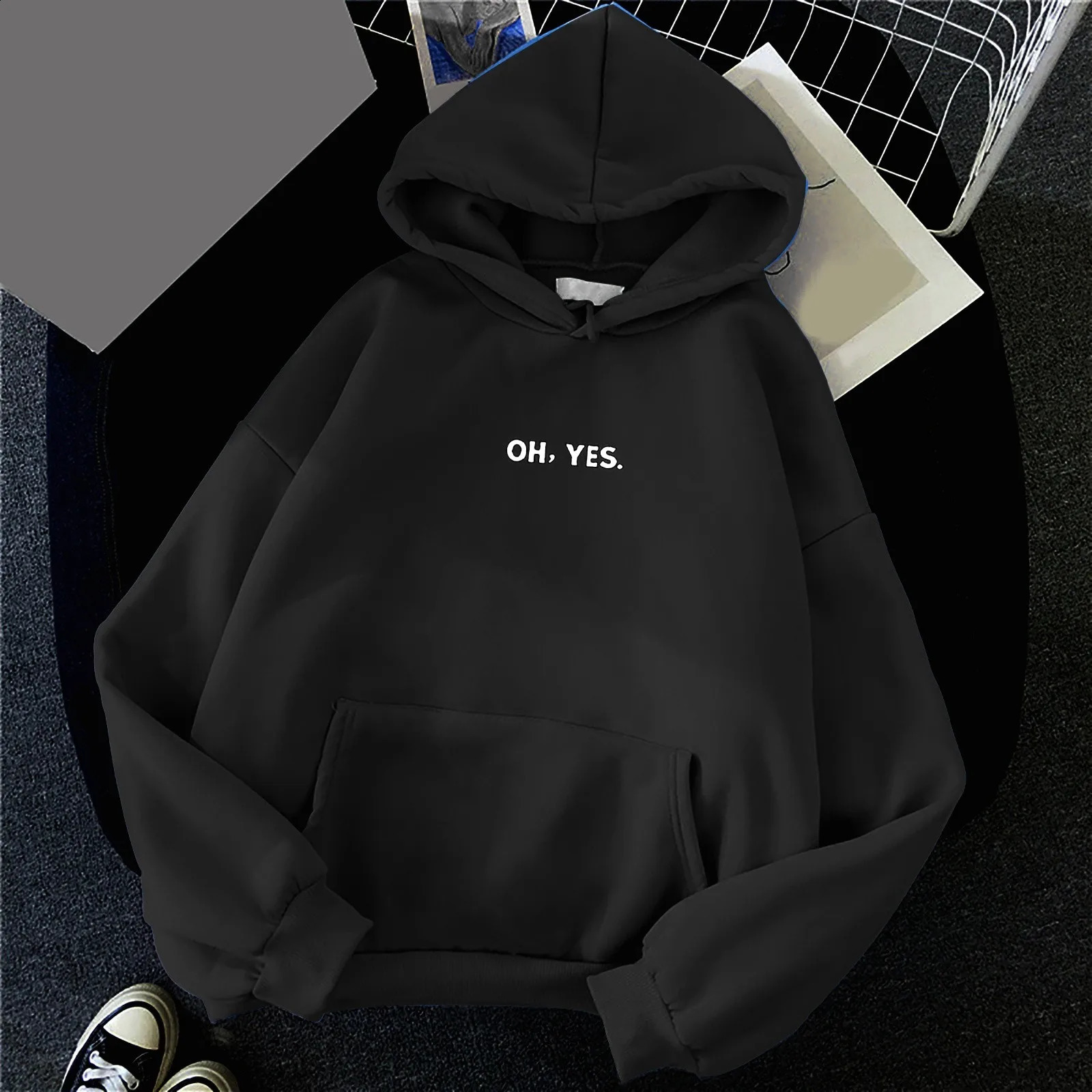 WomenS Casual Loose Letter Printed Lightweight Autumn Winter Hoodie With Fleece Cute And Trendy Pullover Sweatshirt With Hem 240824